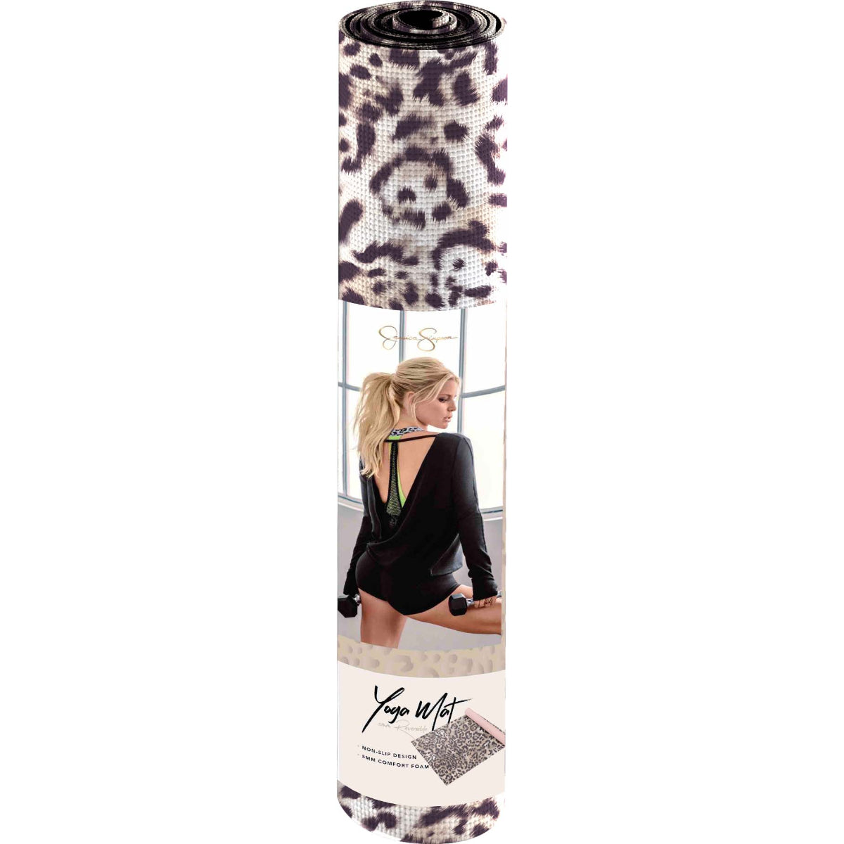 Jessica Simpson 4mm Two-tone Reversible Yoga Mat - Cheetah