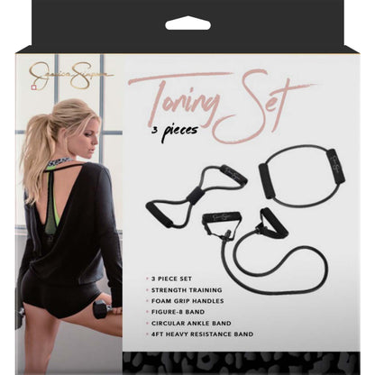 Jessica Simpson 3 Piece Resistance Toning Set, Black - Black