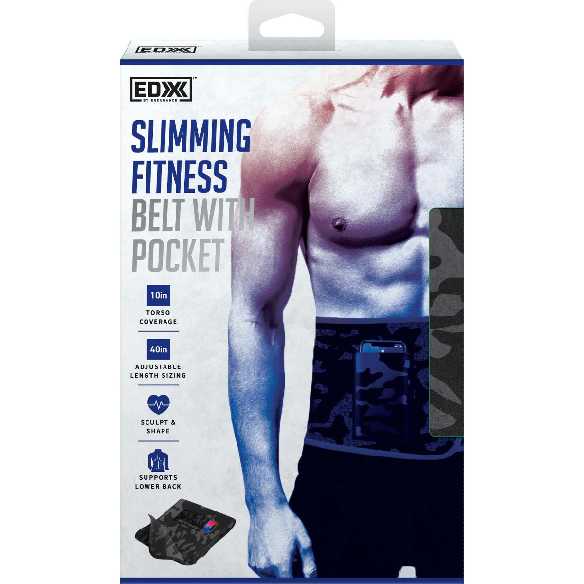 EDX 10" Slimming Fitness Belt With Pocket, Black - Black