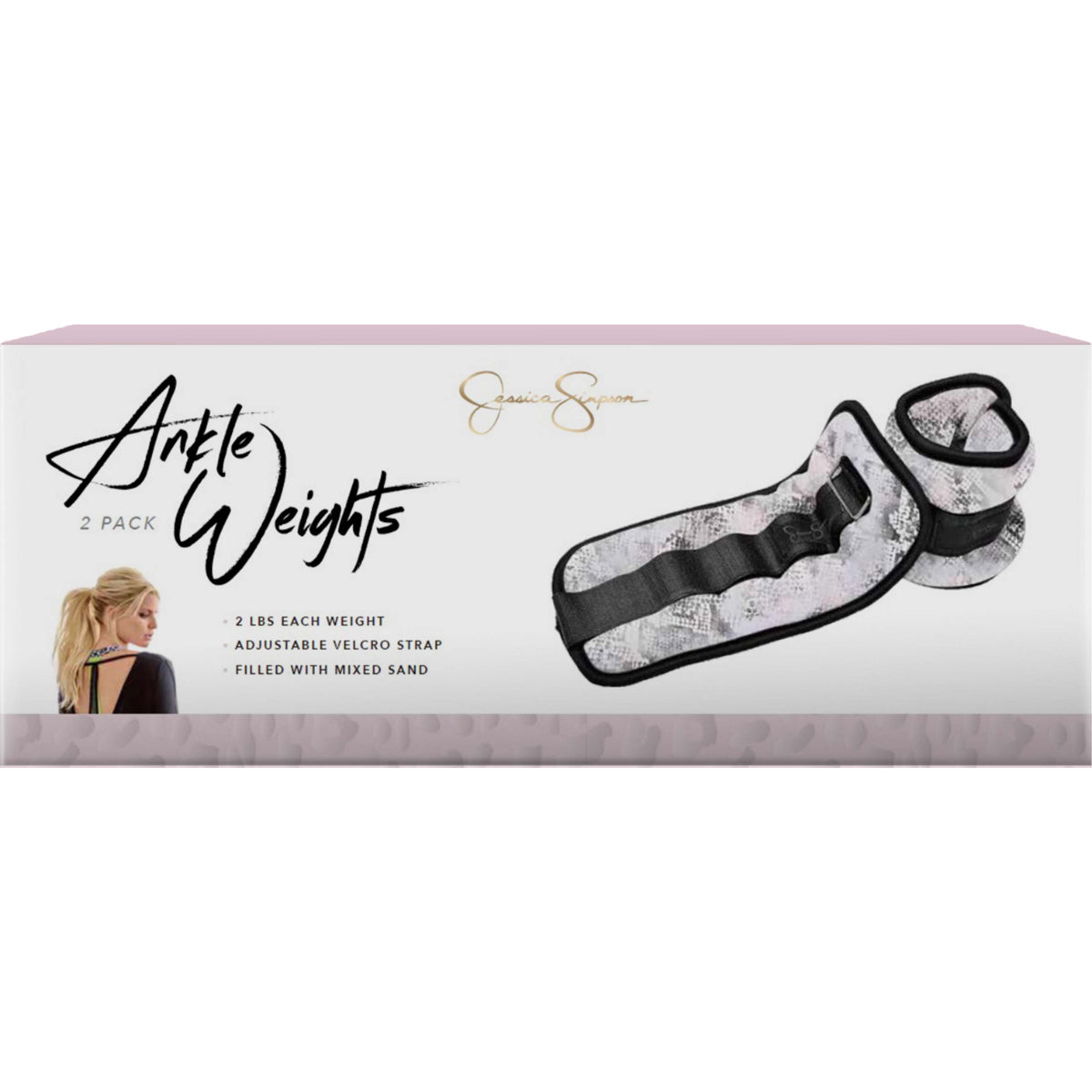 Jessica Simpson 2lb Ankle Weights Pair Set with Adjustable Strap - Snake