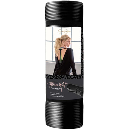 Jessica Simpson Extra Thick Fitness Yoga Mat with Carrying Strap, Black - Black