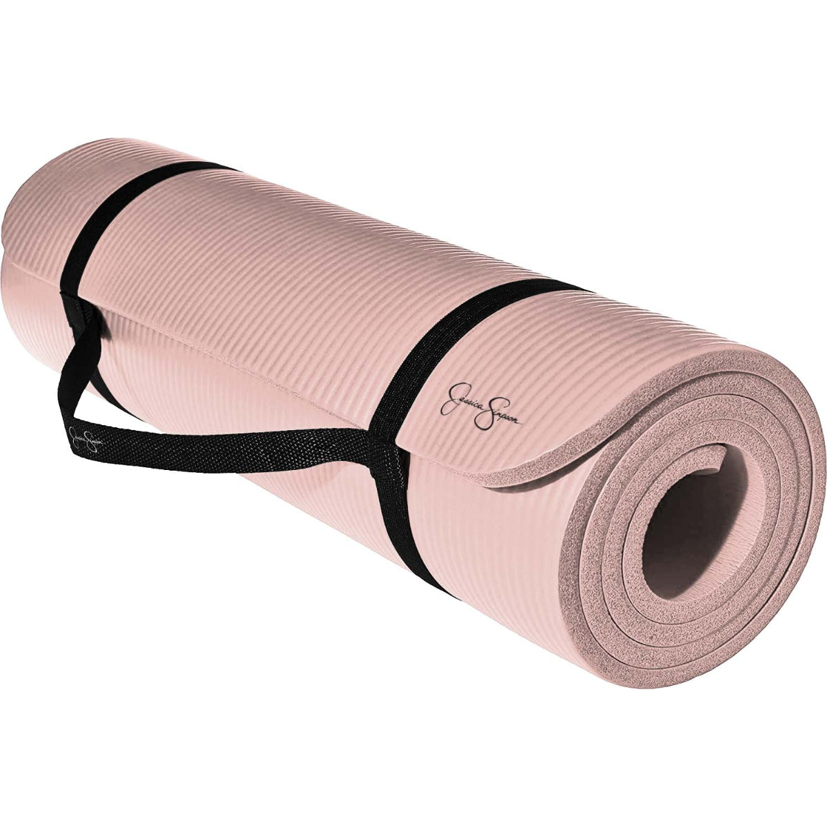 Jessica Simpson Extra Thick Fitness Yoga Mat with Carrying Strap, Pink - Pink