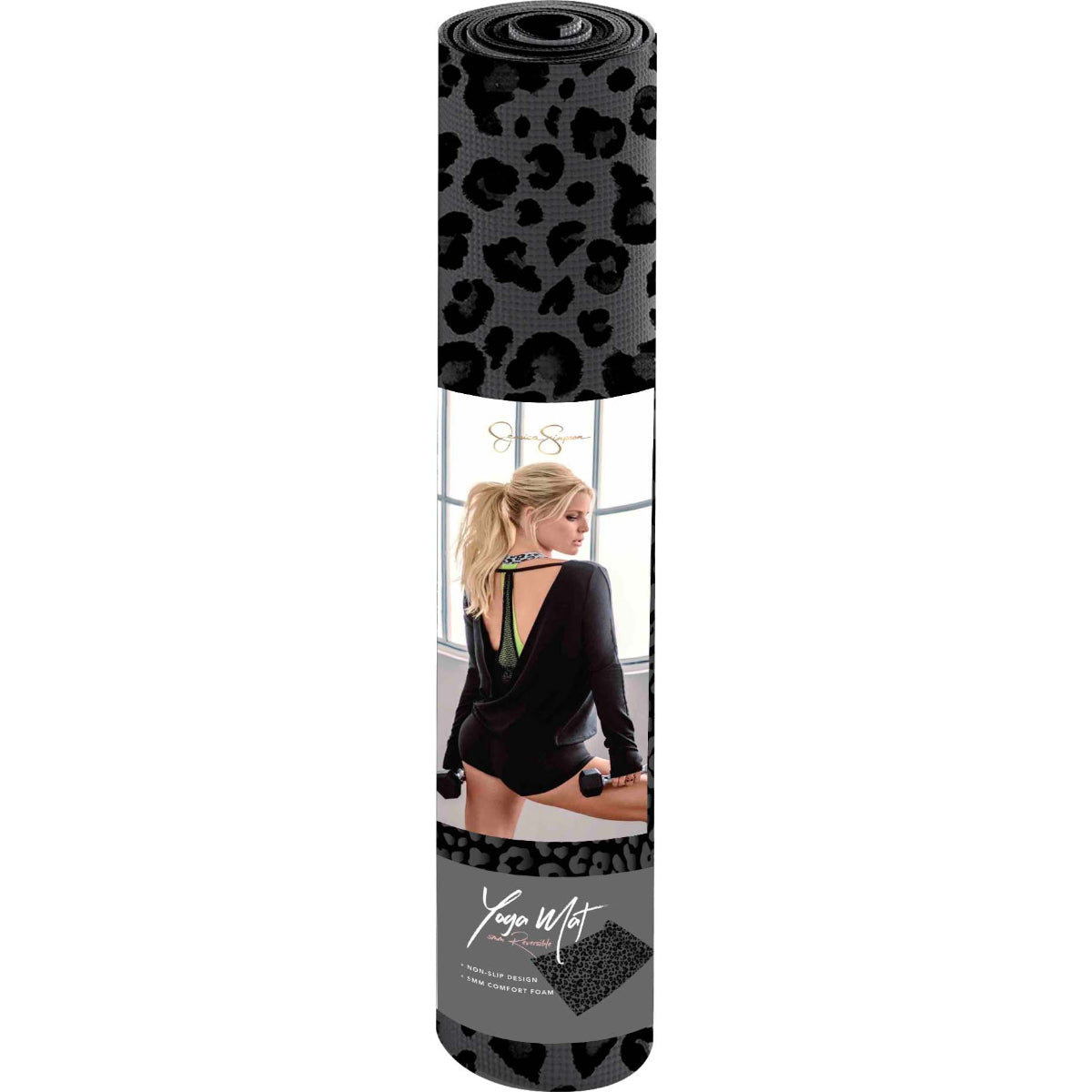 Jessica Simpson Fitness Yoga Mat 5mm, Leopard - Leopard