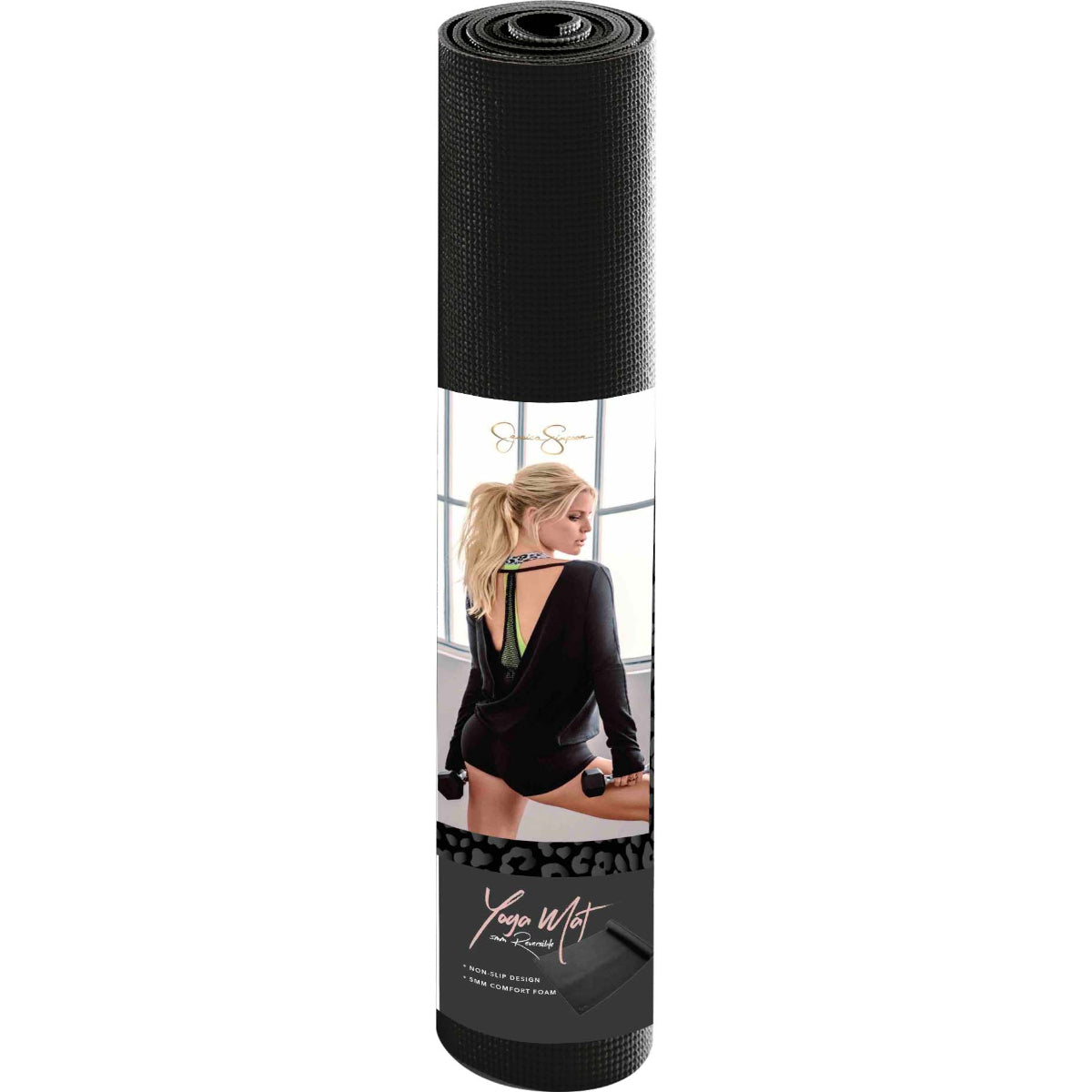 Jessica Simpson Fitness Yoga Mat 5mm, Black - Black