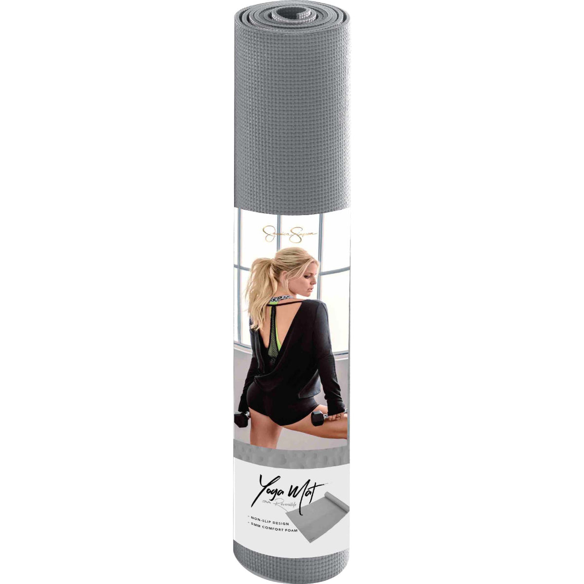 Jessica Simpson Fitness Yoga Mat 5mm, Gray - Gray