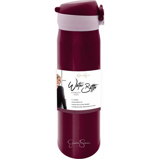 Jessica Simpson 10 ounce Stainless Steel Water bottle, Magenta - Magenta