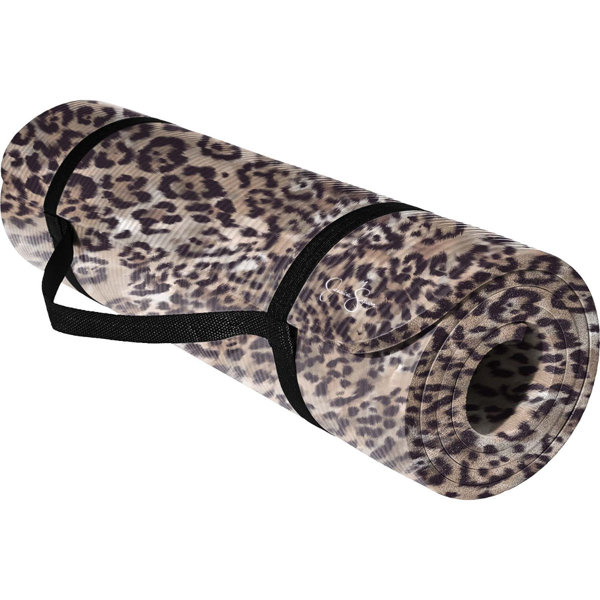 Jessica Simpson Extra Thick Fitness Yoga Mat with Carrying Strap, Cheetah - Cheetah