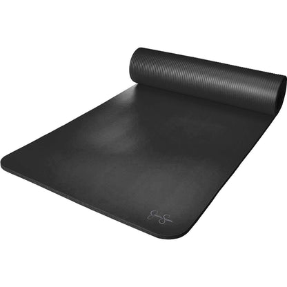 Jessica Simpson Extra Thick Fitness Yoga Mat with Carrying Strap, Black - Black