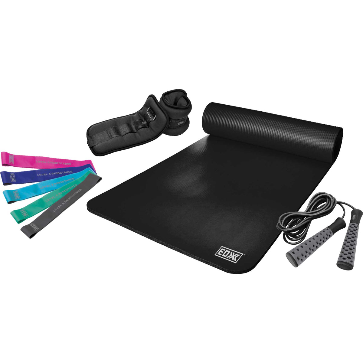 EDX  9 Piece Full Body Workout Kit, Black