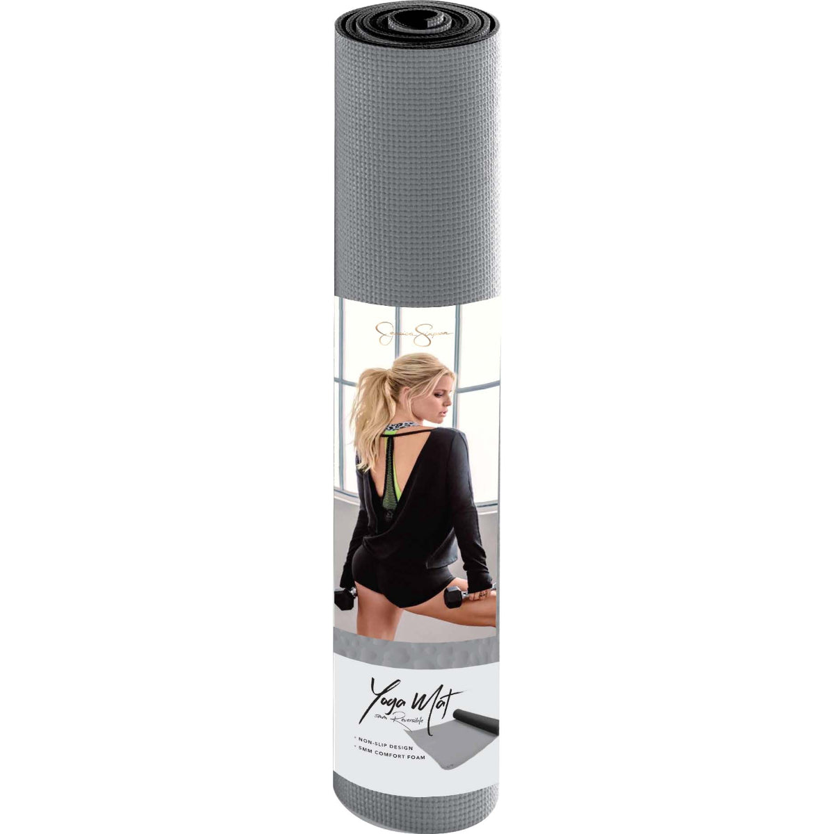 Jessica Simpson 4mm Two-tone Reversible Yoga Mat - Gray