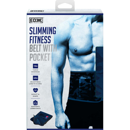 EDX 10" Slimming Fitness Belt With Pocket, Navy - Navy