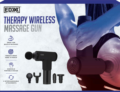 EDX Therapy Massage Gun, Wireless Rechargeable Handheld Deep Tissue, Muscle Massager - Black