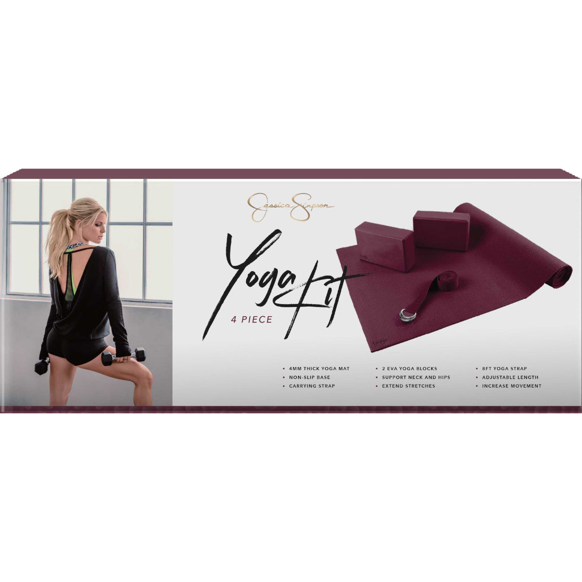 Jessica Simpson  4-Piece Essential Yoga Kit - Magenta