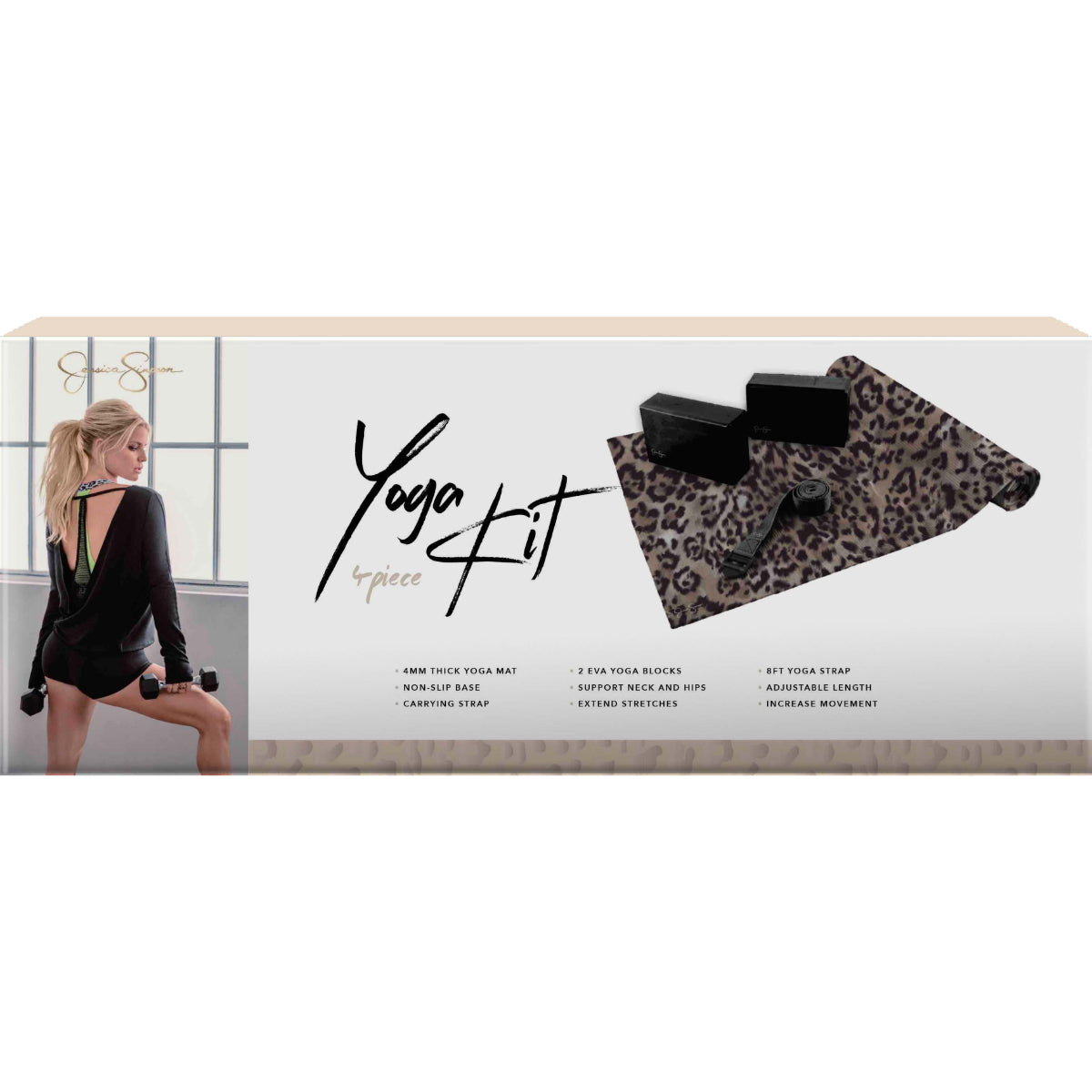 Jessica Simpson  4-Piece Essential Yoga Kit - Cheetah