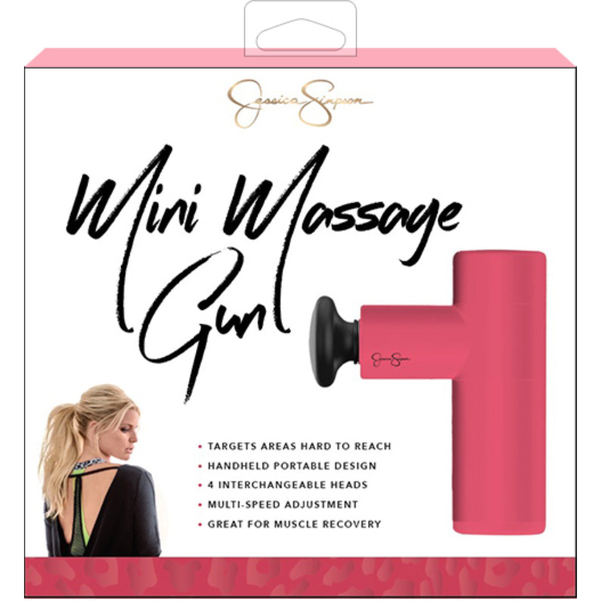 Jessica Simpson Mini Massage Gun, Geranium - Geranium