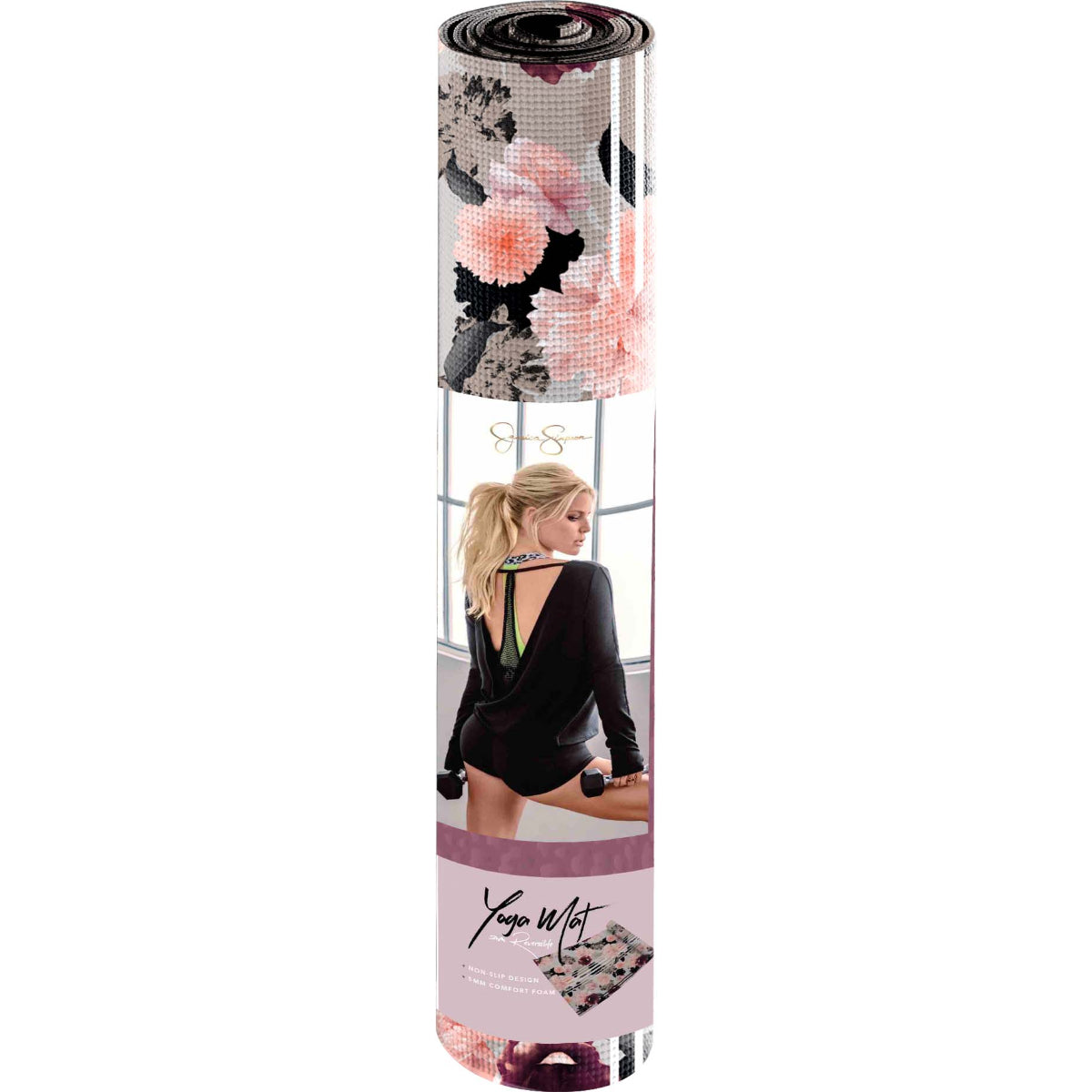 Jessica Simpson Fitness Yoga Mat 5mm, Floral - Floral