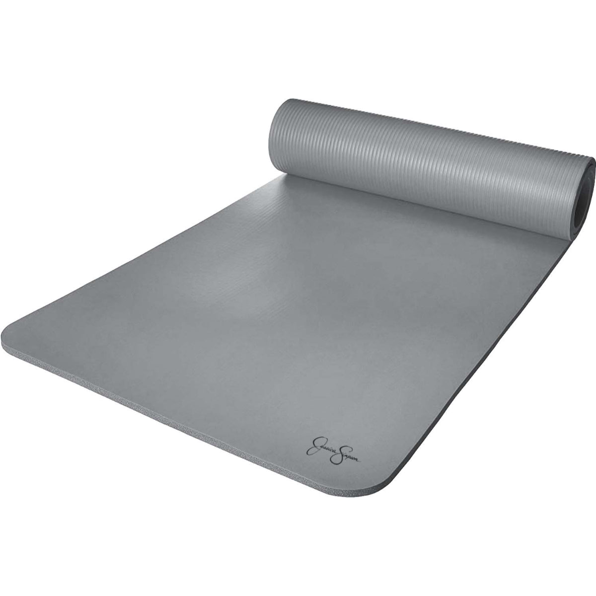 Jessica Simpson Extra Thick Fitness Yoga Mat with Carrying Strap, Gray - Gray