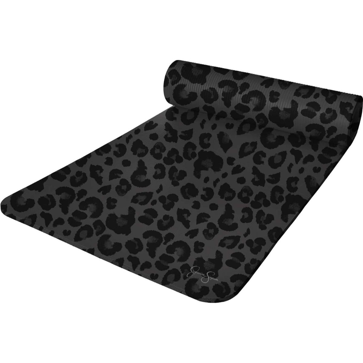 Jessica Simpson Extra Thick Fitness Yoga Mat with Carrying Strap, Leopard - Leopard