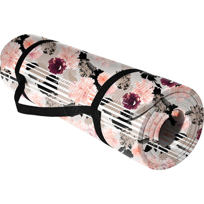 Jessica Simpson Extra Thick Fitness Yoga Mat with Carrying Strap, Floral - Floral