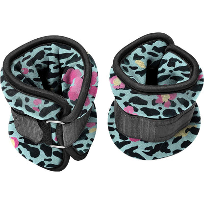 Jessica Simpson 2lb Ankle Weights Pair Set with Adjustable Strap - Animal Print