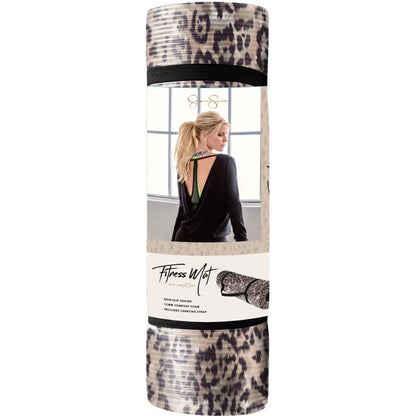 Jessica Simpson Extra Thick Fitness Yoga Mat with Carrying Strap, Cheetah - Cheetah