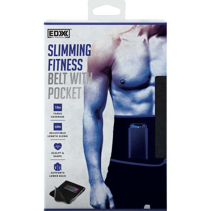 EDX 10" Slimming Fitness Belt With Pocket, Black - Black